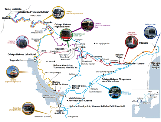 Carte de la région d'Hakone